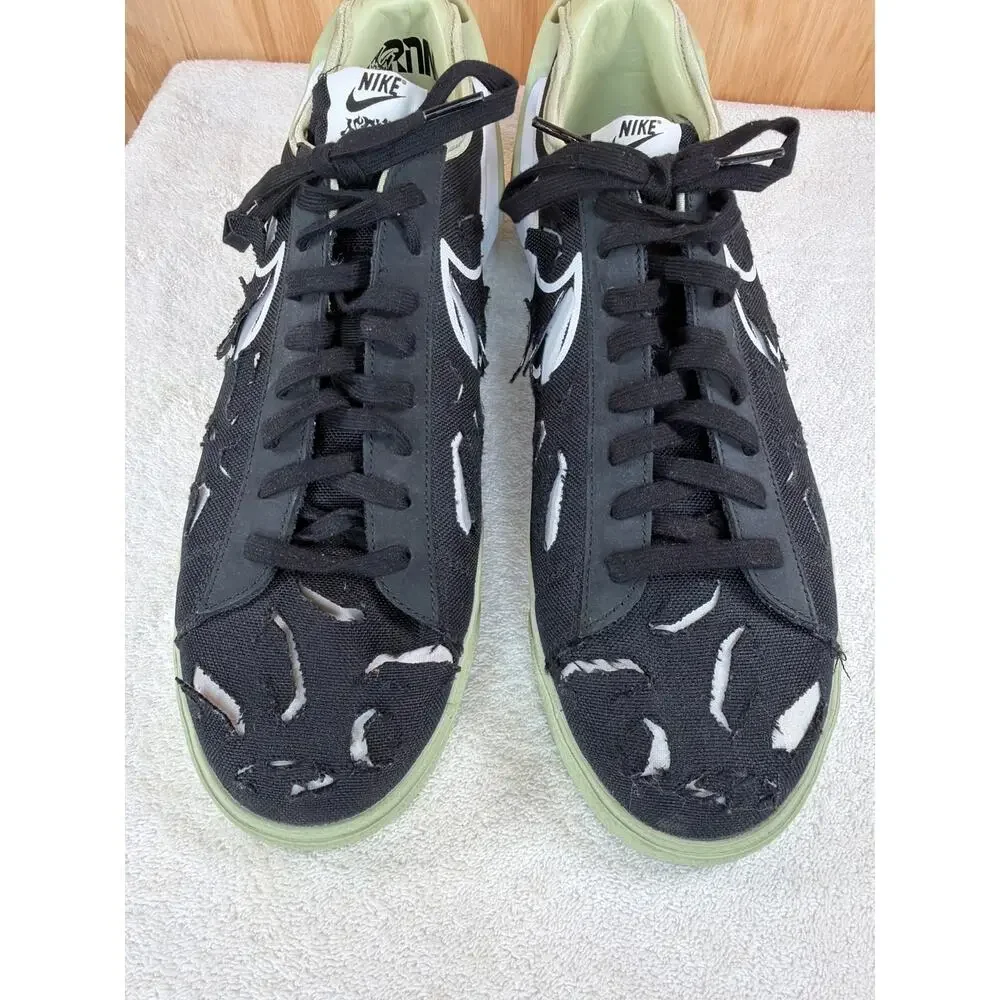 Nike x ACRONYM Blazer Low Black Olive Aura Distressed Laser Cut Sneakers Size 14